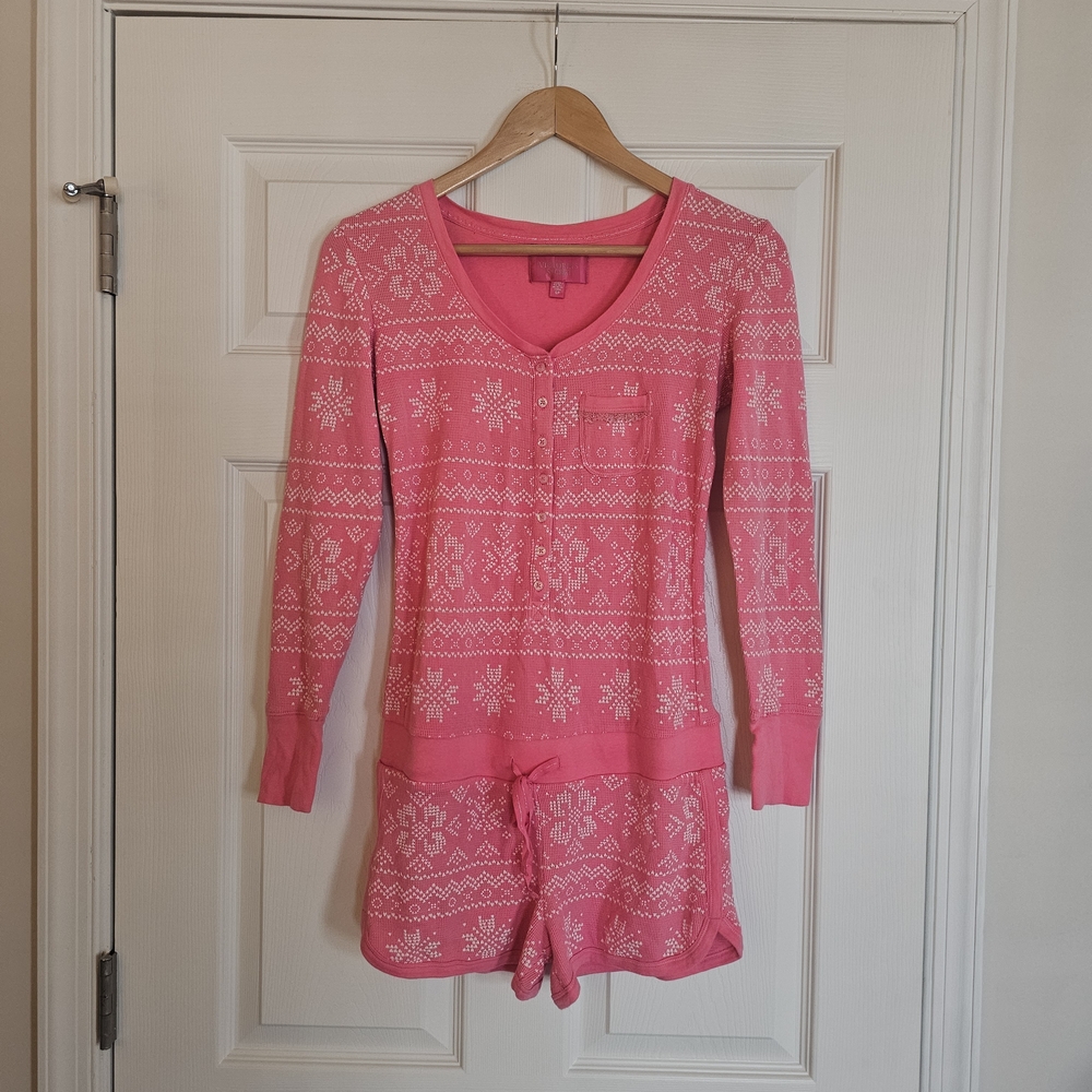 Victoria's Secret Fair Isle Waffle Knit Sleep Romper Size Small